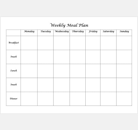 Custom Family Meal Plans 1 Month